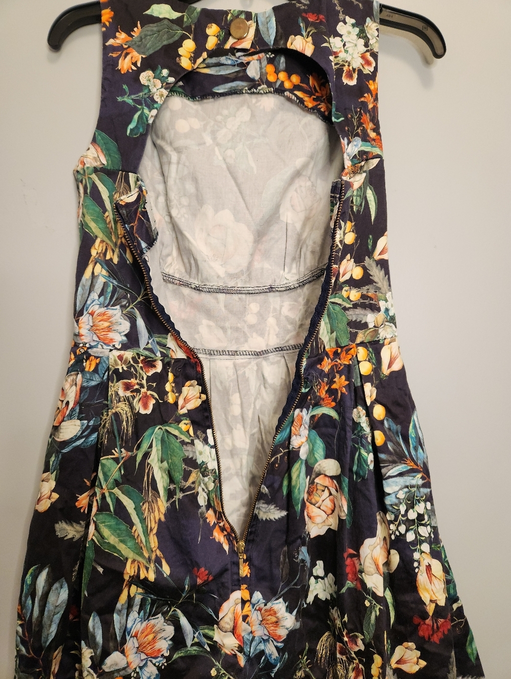 Closet Floral Fit-and-Flare Dress in Navy Size 8UK - Picture 12 of 16